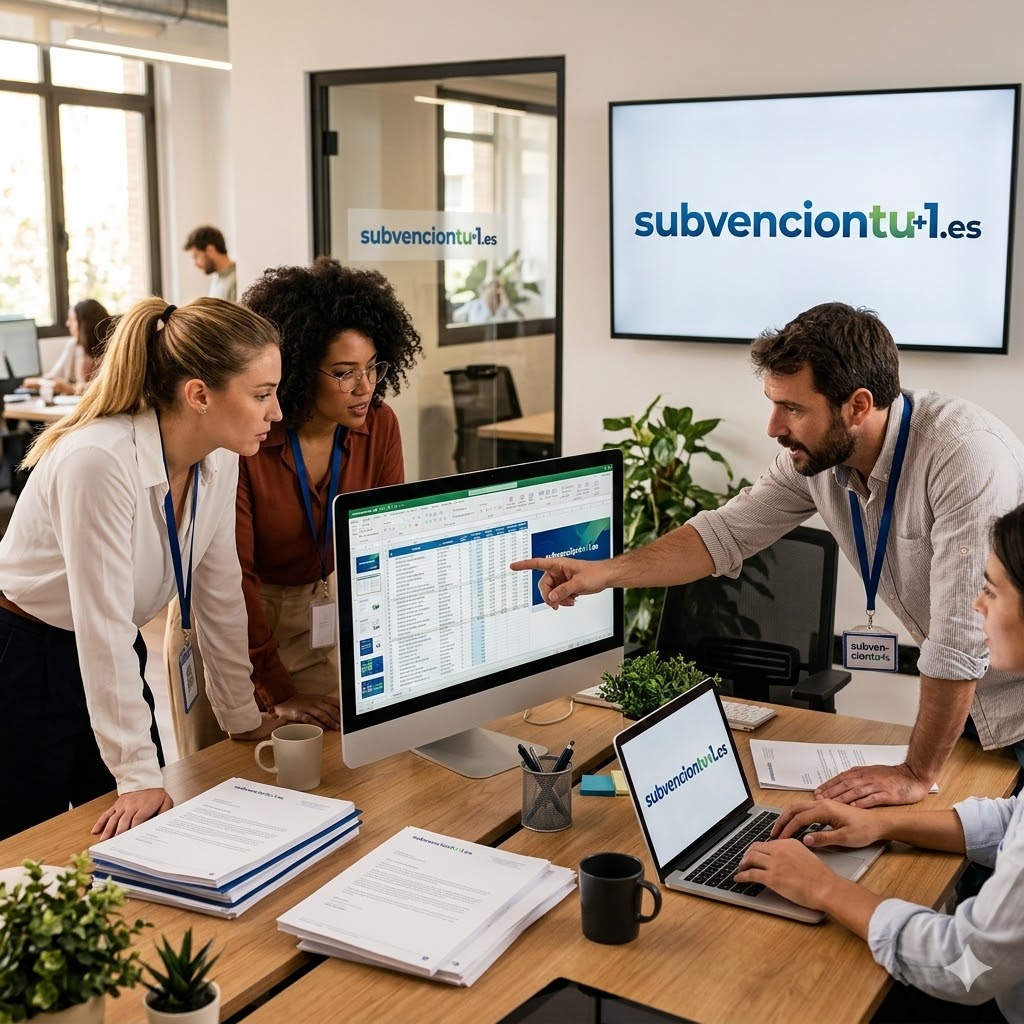 Equipo revisando expedientes de subvención TU+1